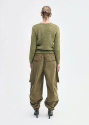 Fitted Crew Sweater in Cashmere Silk - Mossy - CO Collections